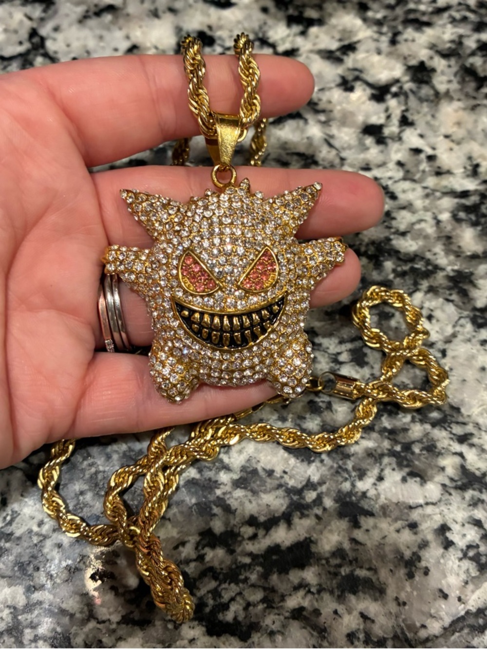Iced GENGAR Pokémon Pendant Medium- Gold